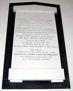 Memorial to Gerald Wellesley on the north wall of the chancel August 2011